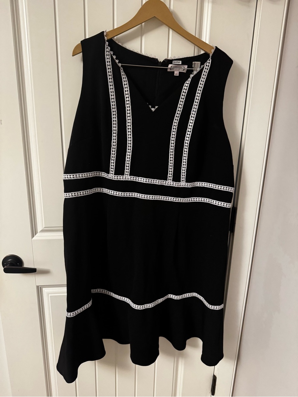 Nanette Lepore Black Midi Dress with White Trim